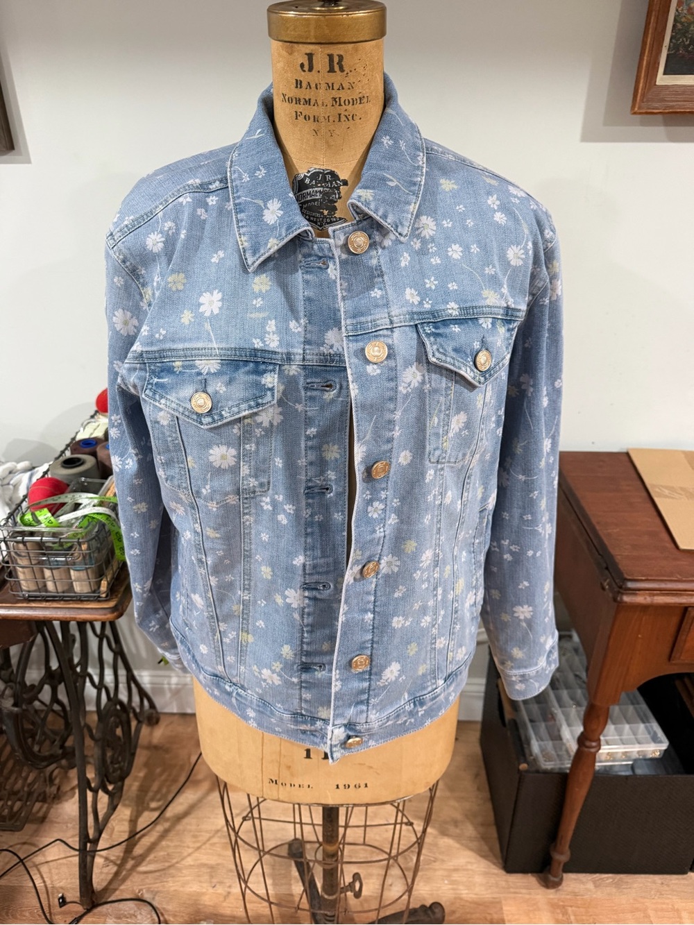 Seven7 Light Blue Floral Denim Jacket